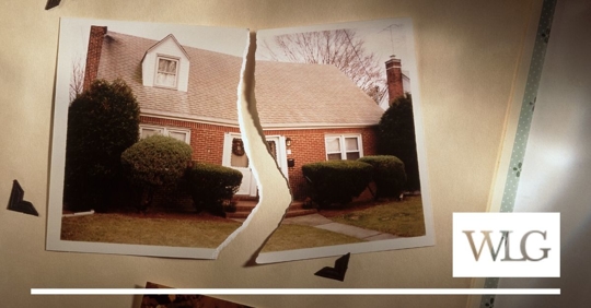 Torn picture of a house.